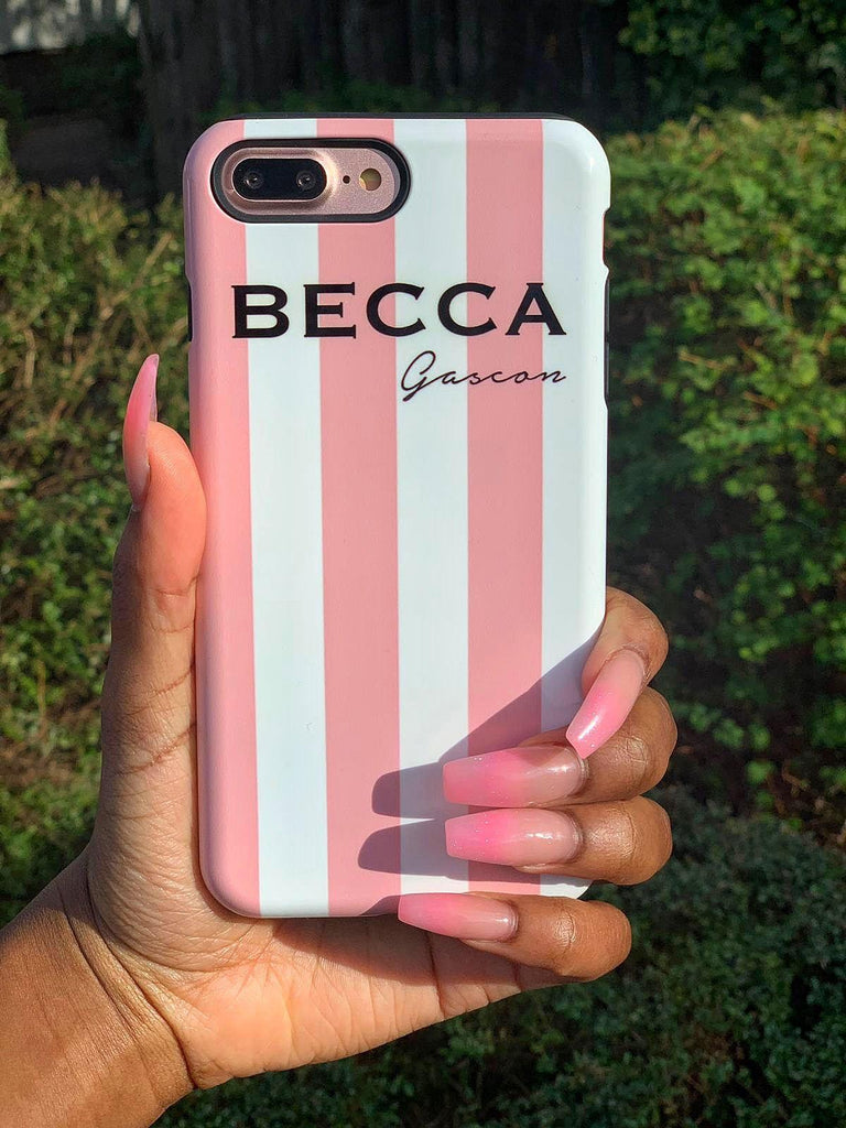 Personalised Bloom Stripe iPhone XS Case