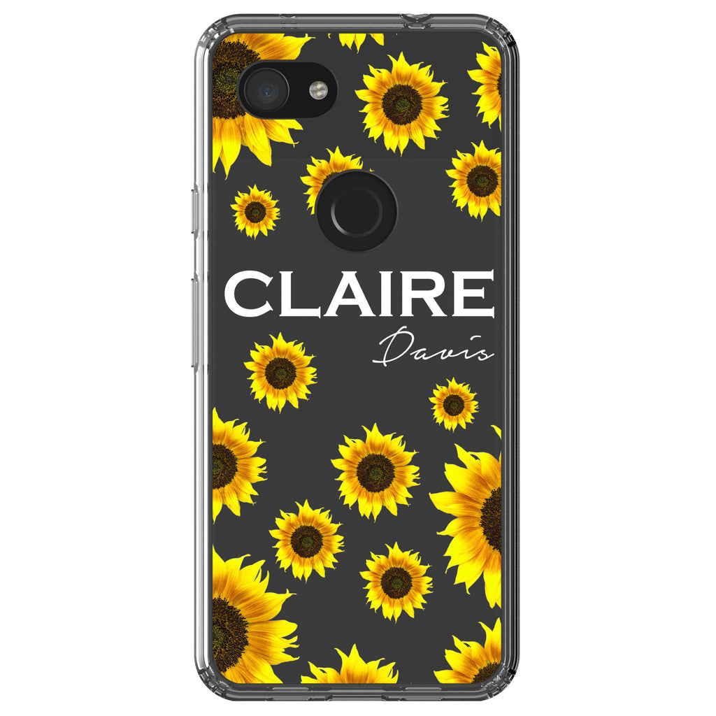 Personalised Sunflower Name Google Pixel 3A Clear Case