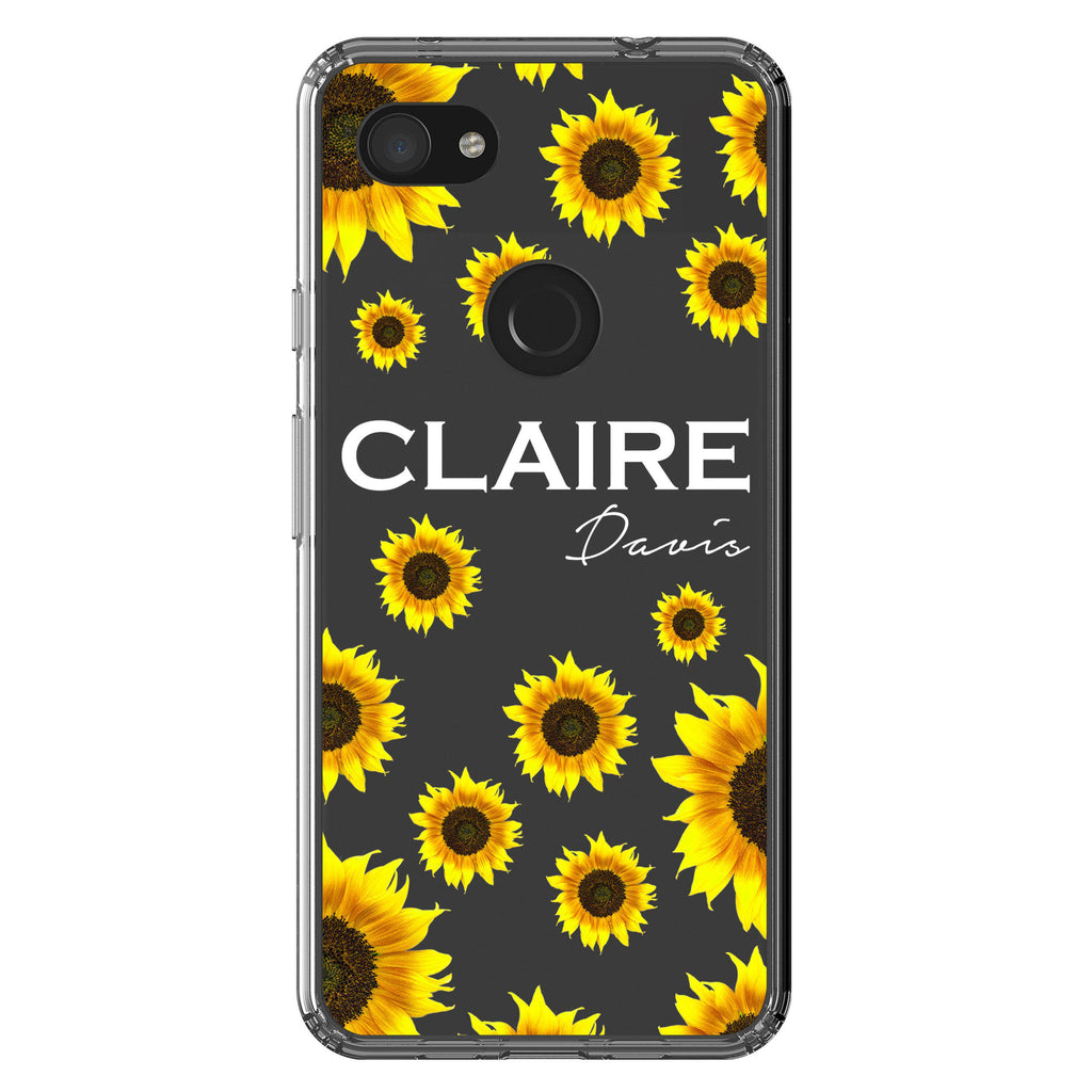 Personalised Sunflower Name Google Pixel 3A XL Clear Case