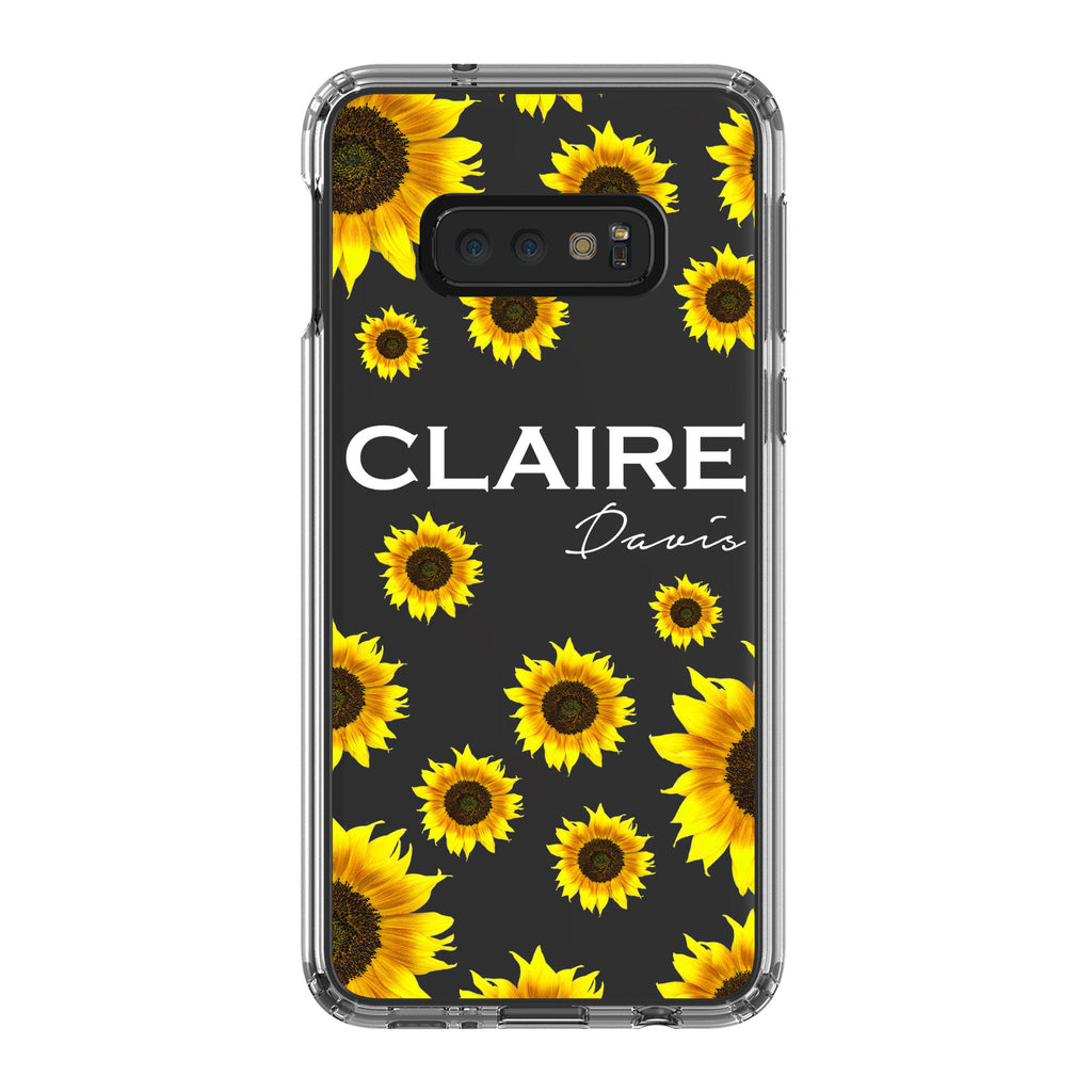 Personalised Sunflower Name Samsung Galaxy S10E Clear Case