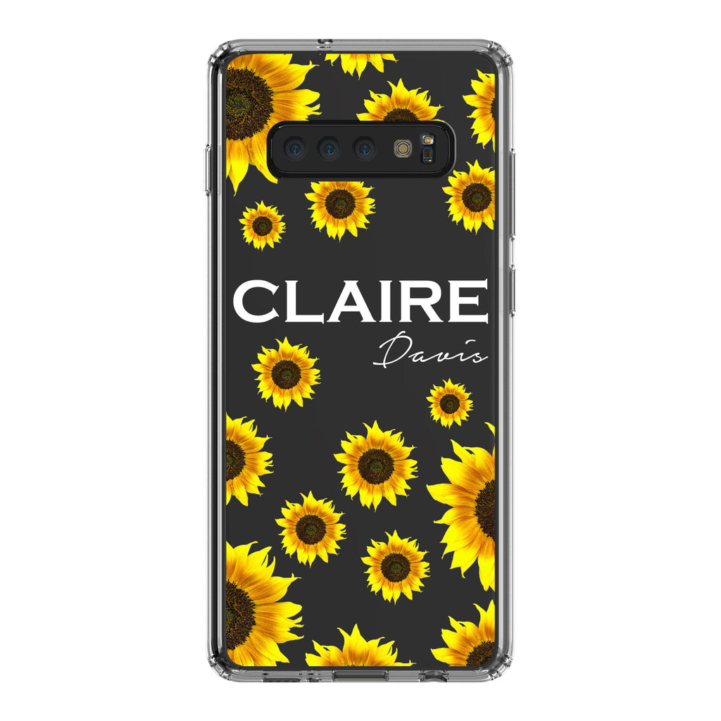Personalised Sunflower Name Samsung Galaxy S10 Plus Clear Case