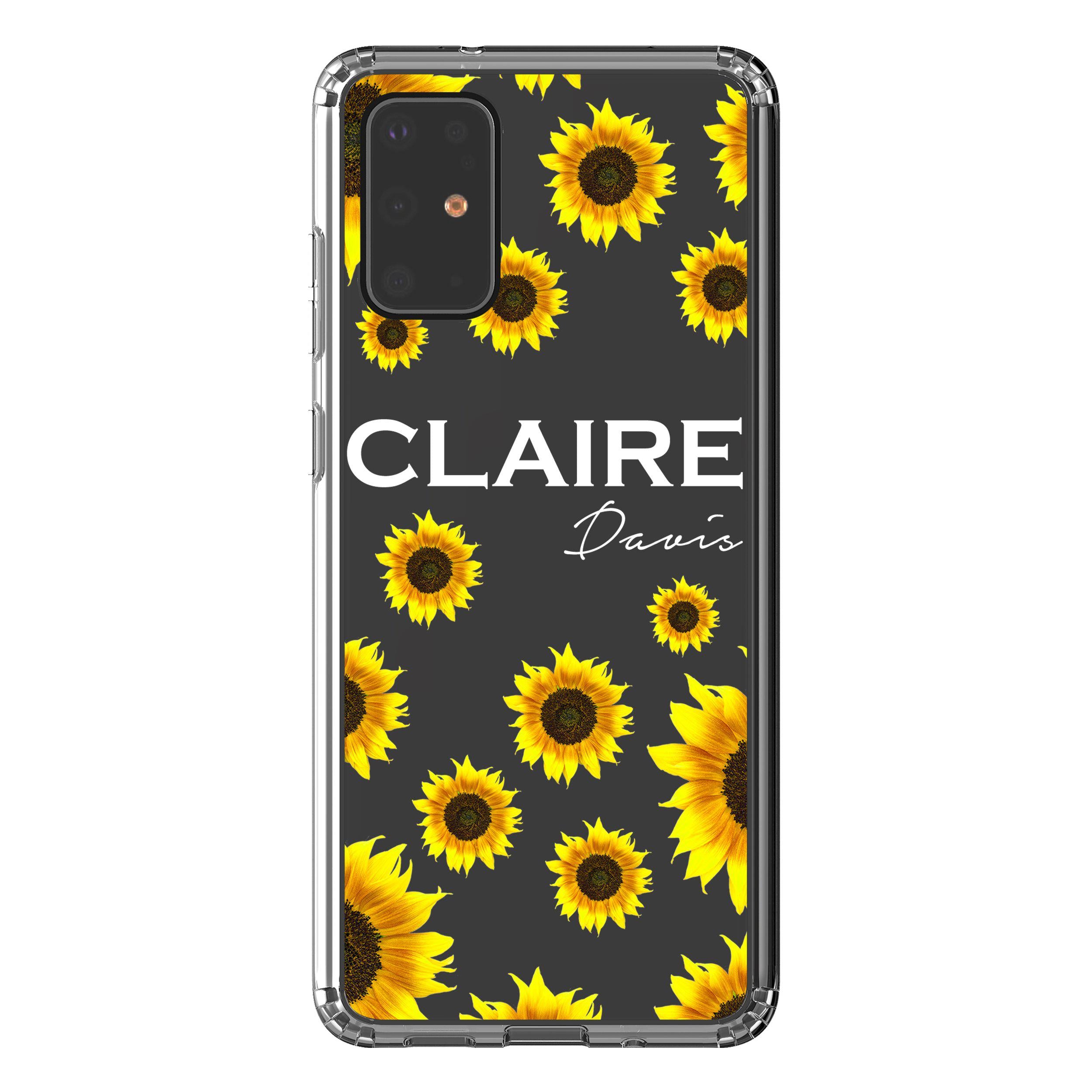 Personalised Sunflower Name Samsung Galaxy S20 Plus Clear