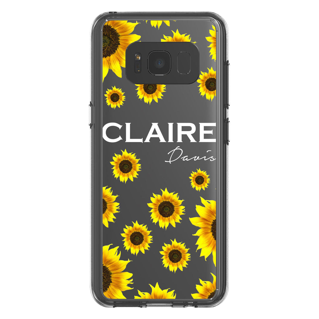 Personalised Sunflower Name Samsung Galaxy S8 Clear Case