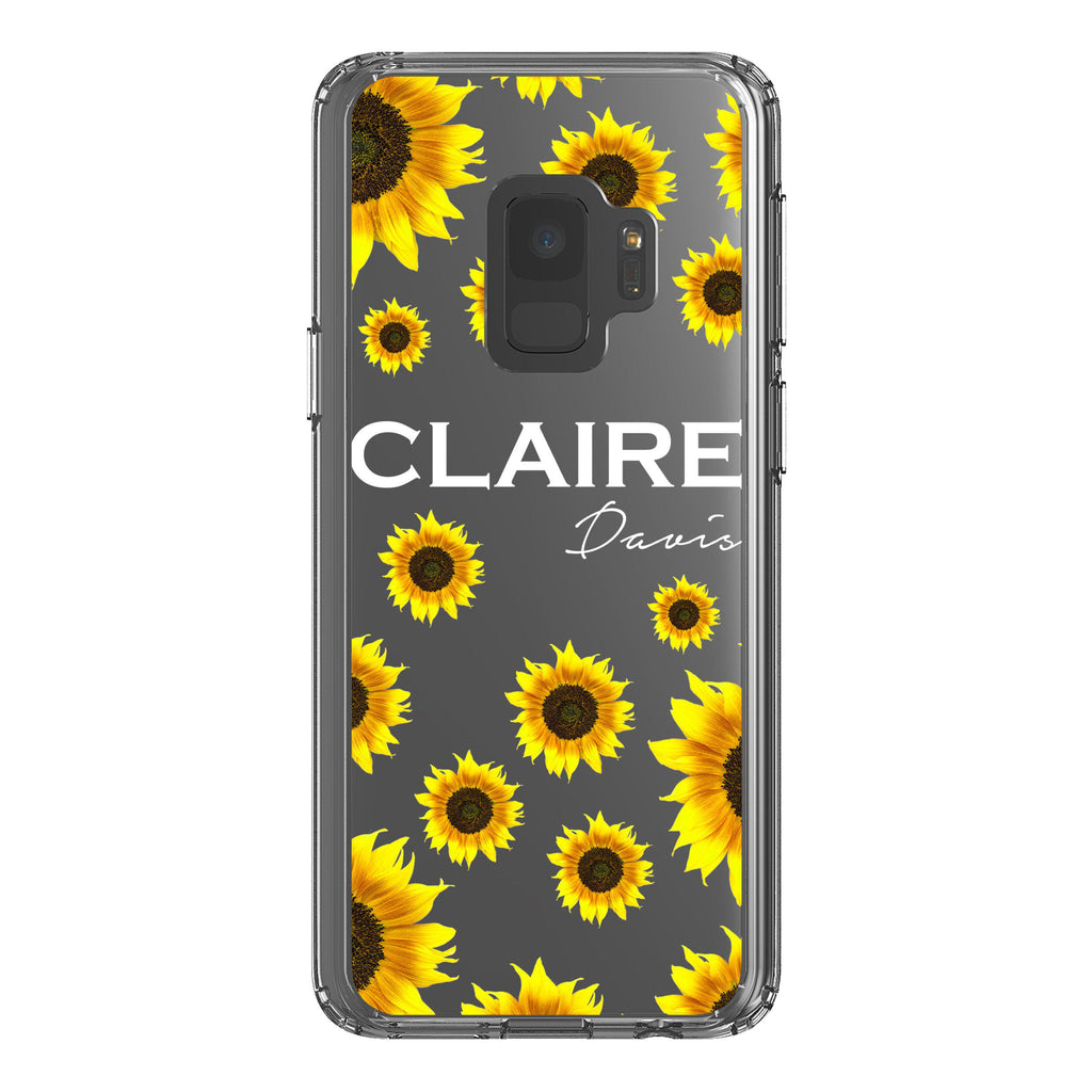 Personalised Sunflower Name Samsung Galaxy S9 Clear Case