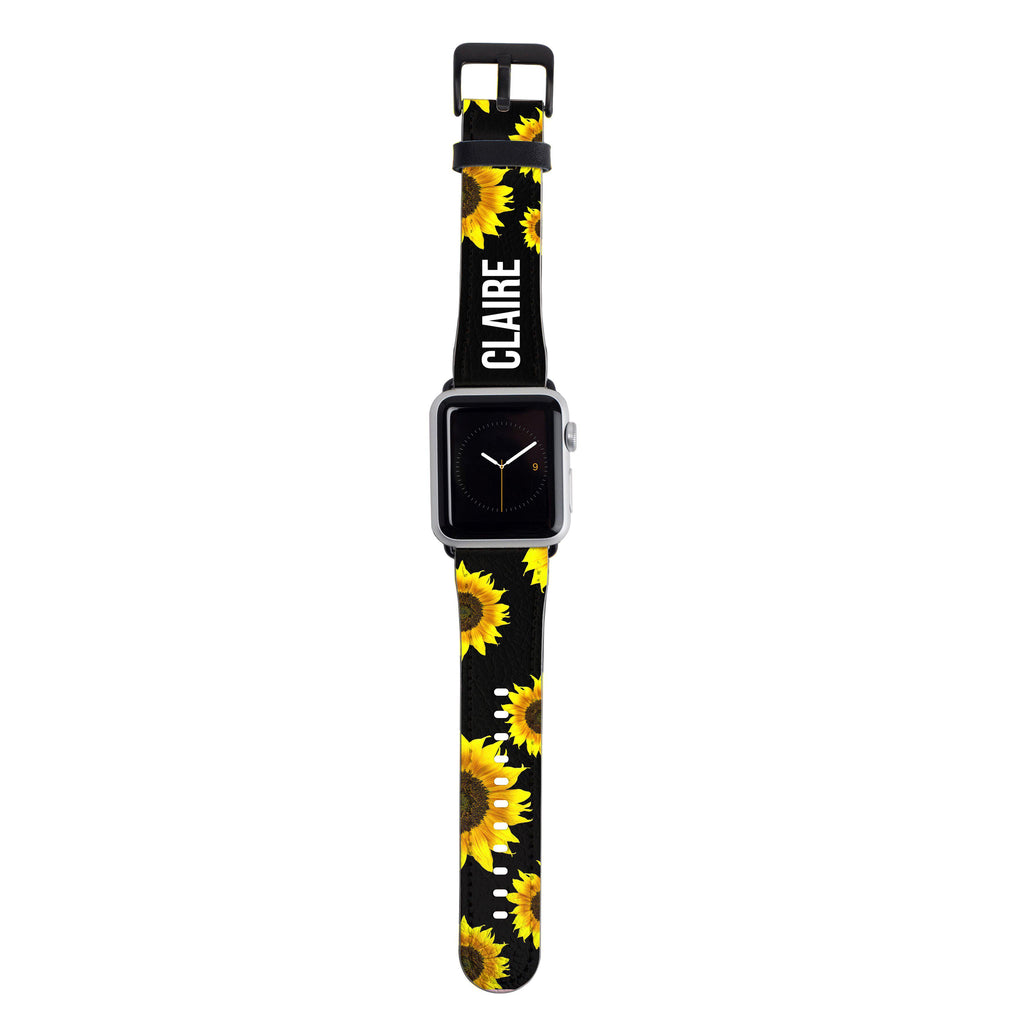 Personalised Sunflower Name Apple Watch Strap