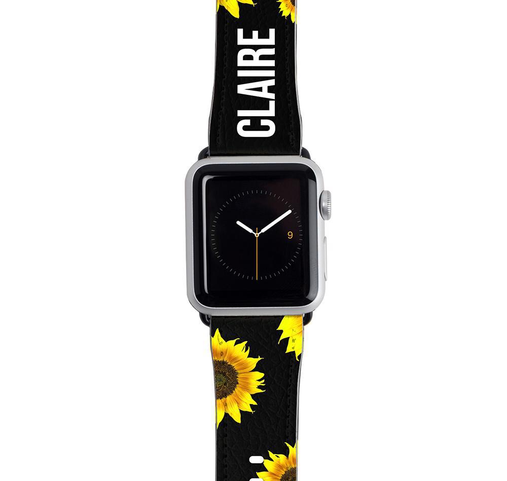 Personalised Sunflower Name Apple Watch Strap