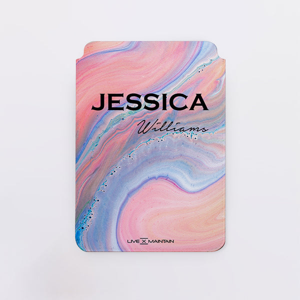 Personalised Acrylic Marble Name Saffiano Leather Tablet Laptop Sleeve