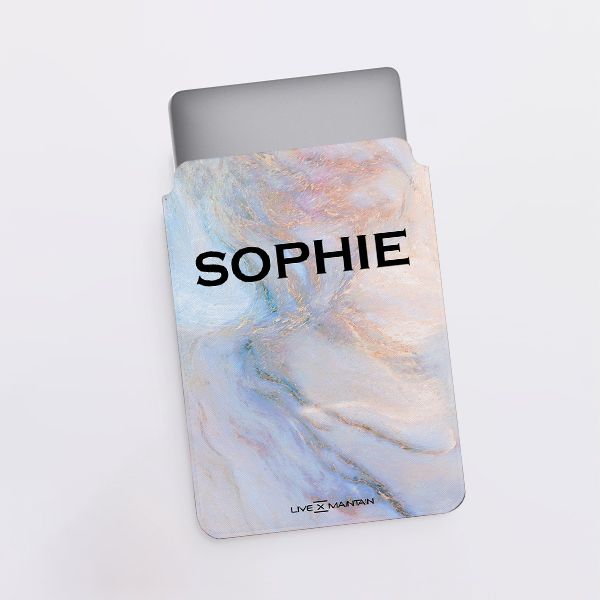 Personalised Moonshine Marble Name Saffiano Leather Tablet/Laptop Sleeve