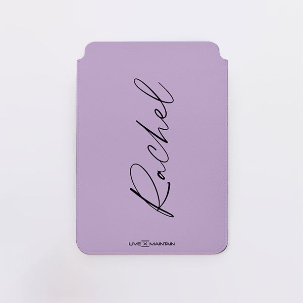 Personalised Purple Name Saffiano Leather Tablet/Laptop Sleeve