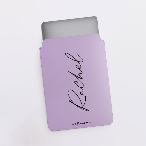 Personalised Purple Name  Saffiano Leather Tablet/Laptop Sleeve