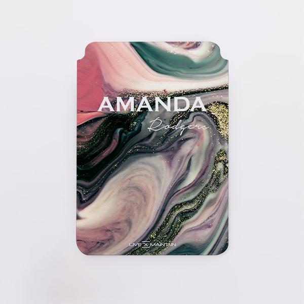 Personalised Swirl Marble Name Saffiano Leather Tablet/Laptop Sleeve