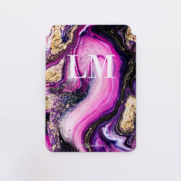 Personalised Purple Swirl Marble initial Saffiano Leather Tablet/Laptop Sleeve