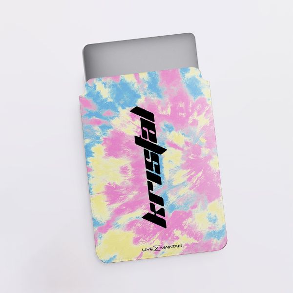 Personalised Multicolor Tie Dye Name Saffiano Leather Tablet/Laptop Sleeve