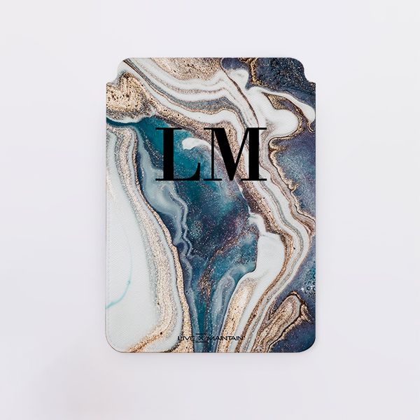 Personalised Luxe Marble Initials Saffiano Leather Tablet/Laptop Sleeve
