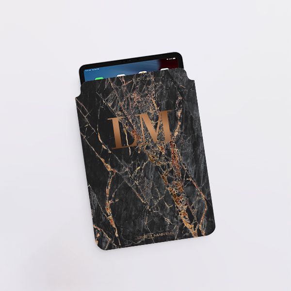 Personalised Slate Marble Bronze Initial Saffiano Leather Tablet/Laptop Sleeve