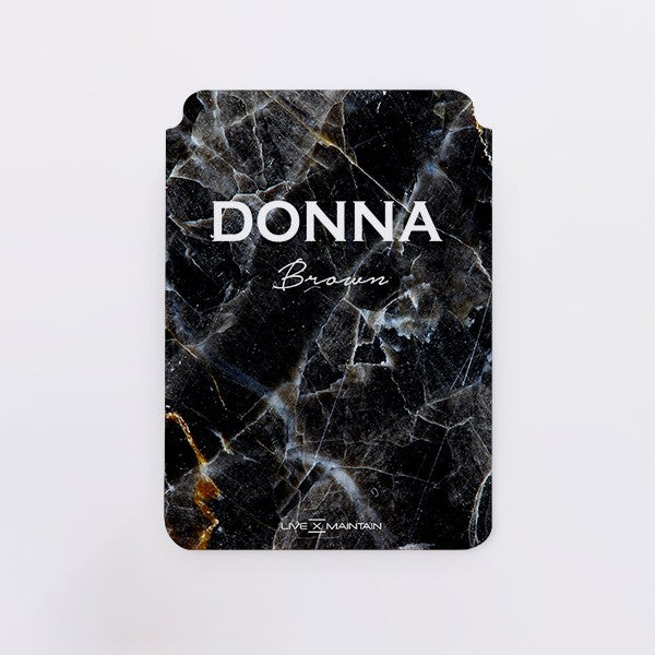 Personalised Midnight Marble Name Saffiano Leather Tablet/Laptop Sleeve