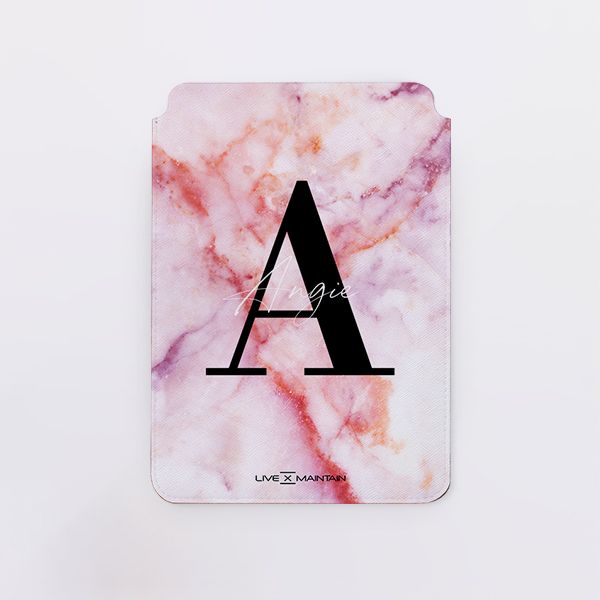 Personalised Pastel Marble Name Initial Saffiano Leather Tablet/Laptop Sleeve