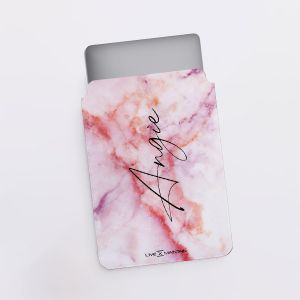 Personalised Pastel Marble Name Saffiano Leather Tablet/Laptop Sleeve