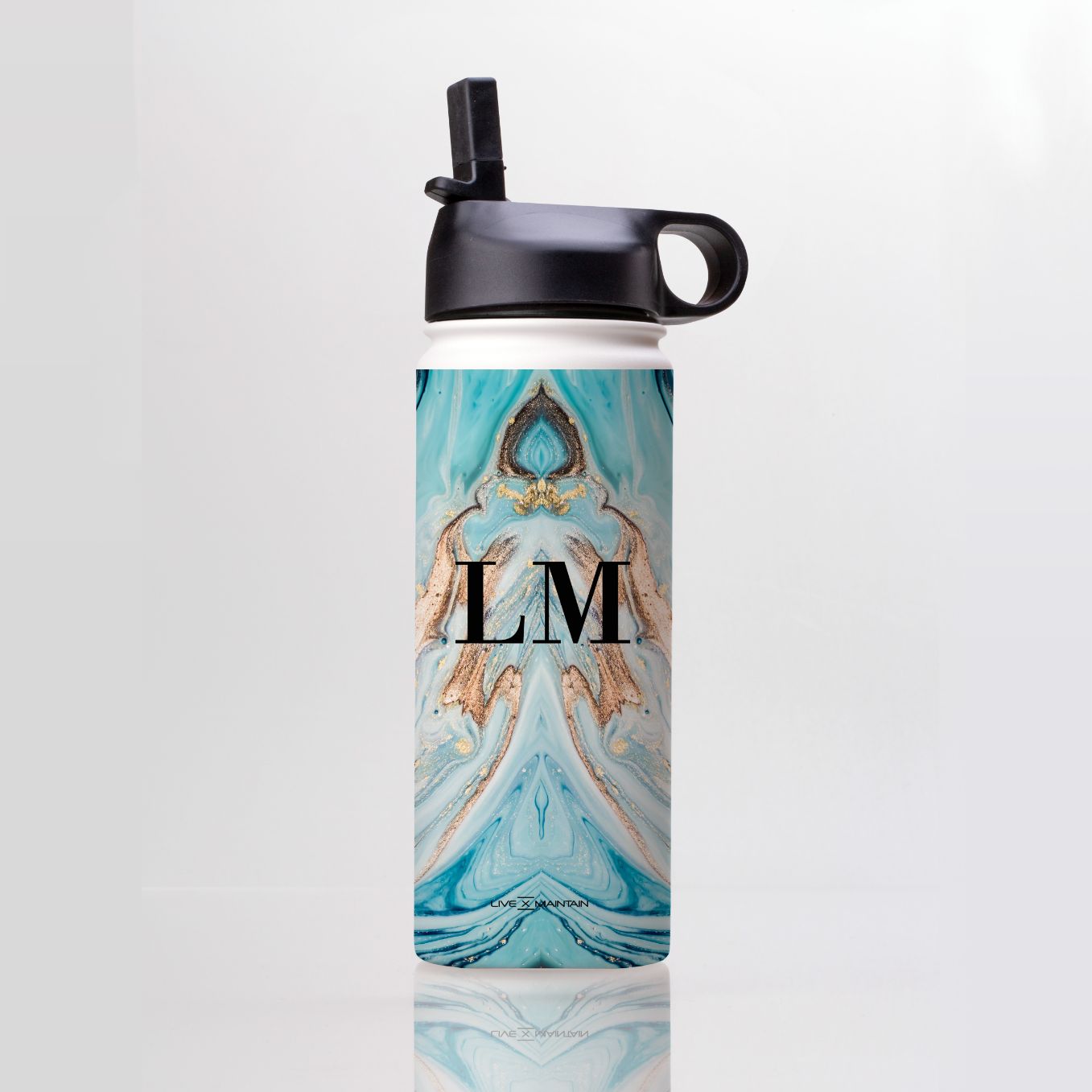 Personalised Emerald Marble Initials Stainless Steele Water Bottle