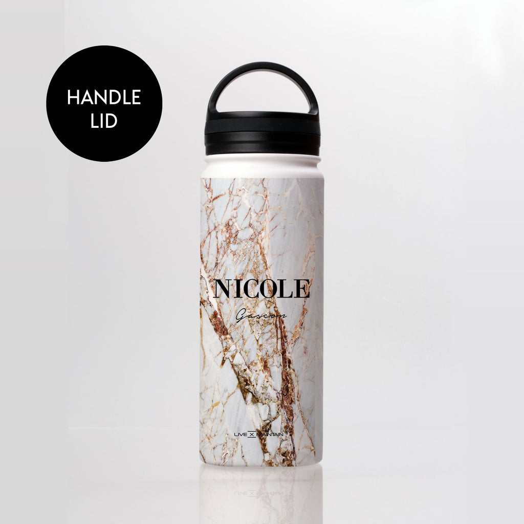 Personalised Cracked Marble Name Stainless Steele Water Bottle