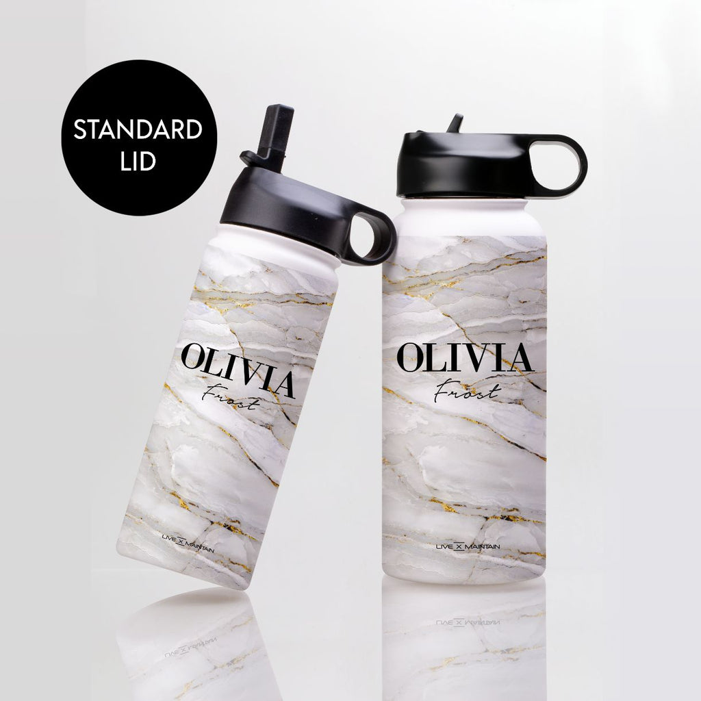 Personalised Cream Marble Name Stainless Steele Water Bottle