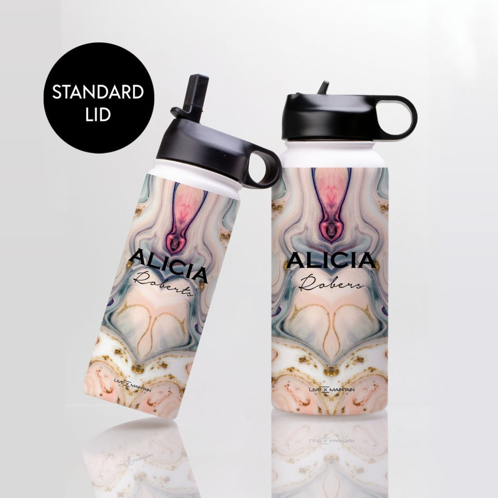 Personalised Fantasia Marble Name Stainless Steele Water Bottle