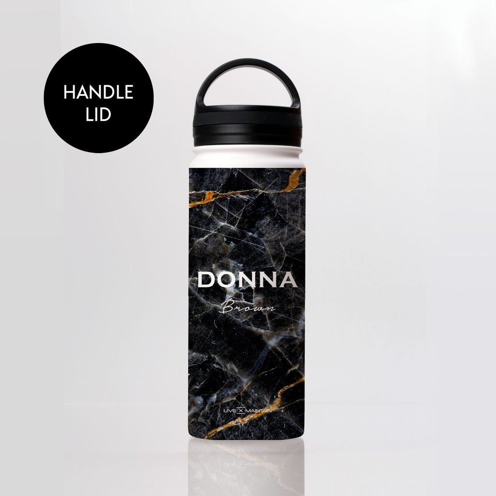 Personalised Midnight Marble Name Stainless Steele Water Bottle
