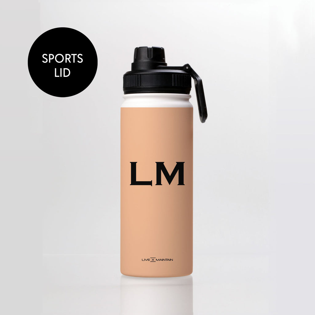 Personalised Nude x Black Top Initials Stainless Steele Water Bottle