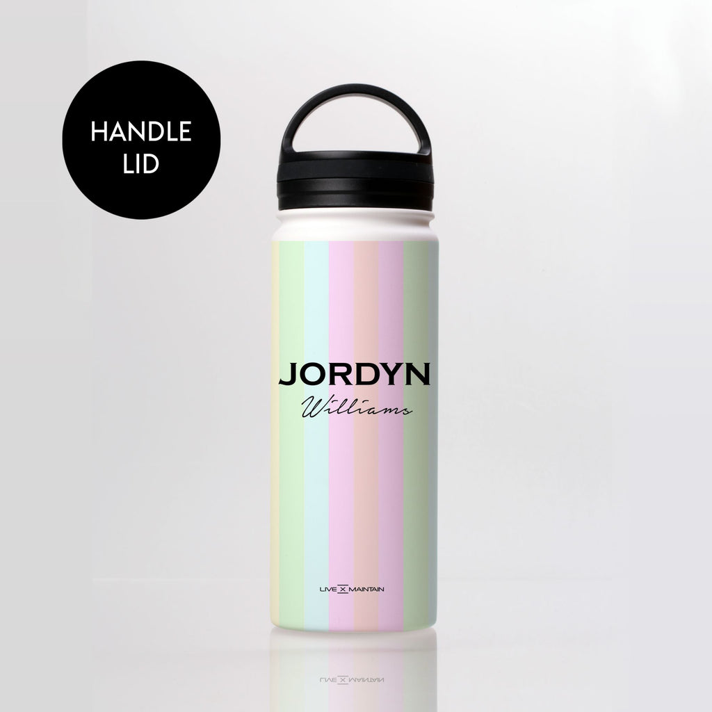Personalised Pastel Stripes Stainless Steele Water Bottle