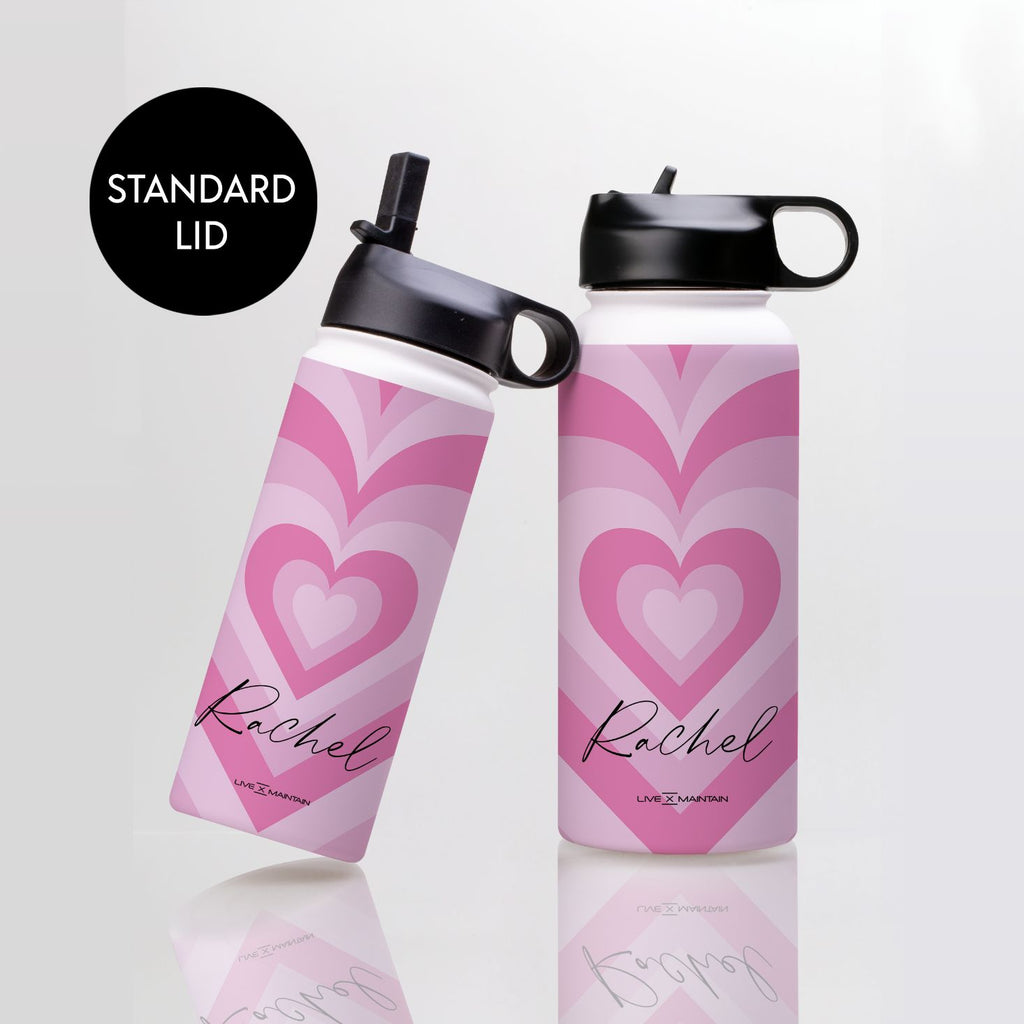 Personalised Pink Heart Latte Stainless Steele Water Bottle