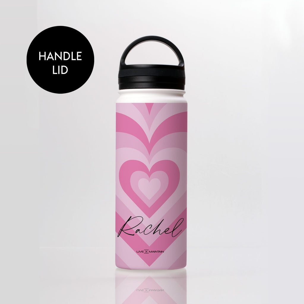 Personalised Pink Heart Latte Stainless Steele Water Bottle