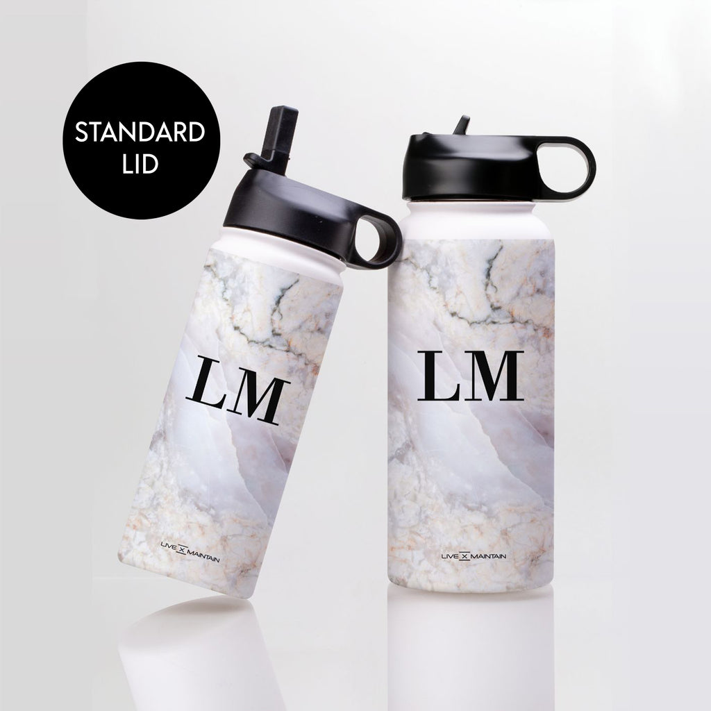 Personalised Stoned Marble Initials Stainless Steele Water Bottle