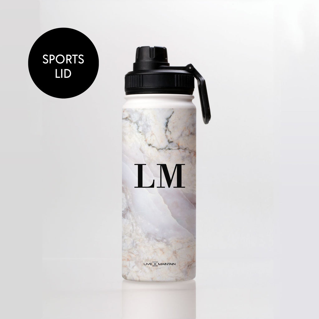 Personalised Stoned Marble Initials Stainless Steele Water Bottle