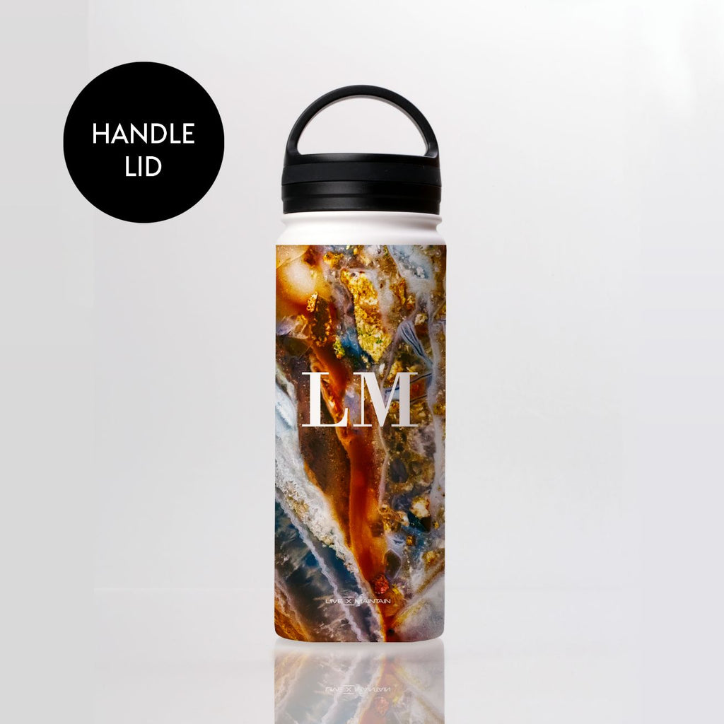 Personalised Colored Stone Marble Initials Stainless Steele Water Bottle