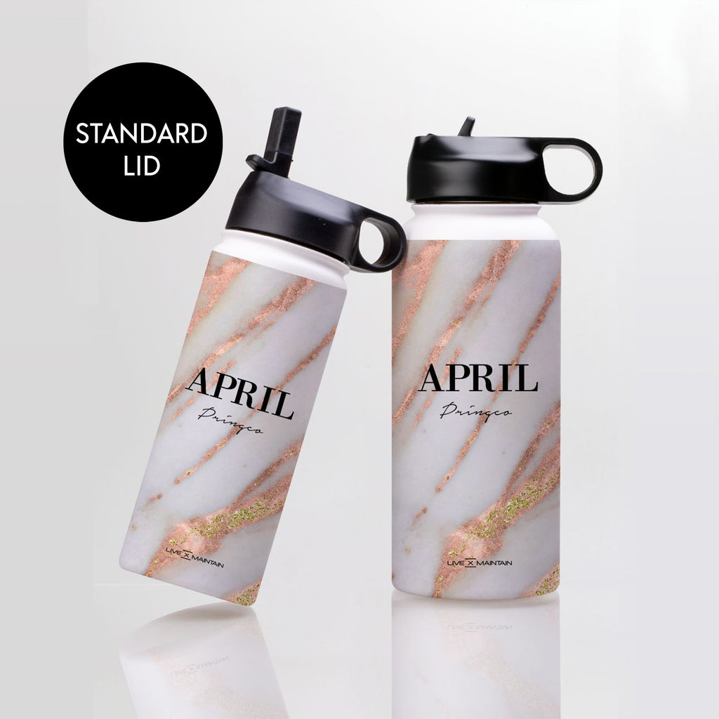 Personalised Aprilia Marble Name Stainless Steele Water Bottle