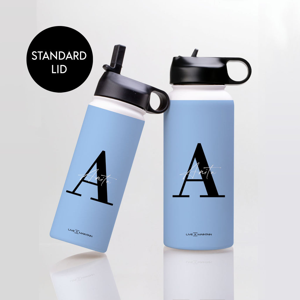 Personalised Baby Blue Initials Stainless Steele Water Bottle