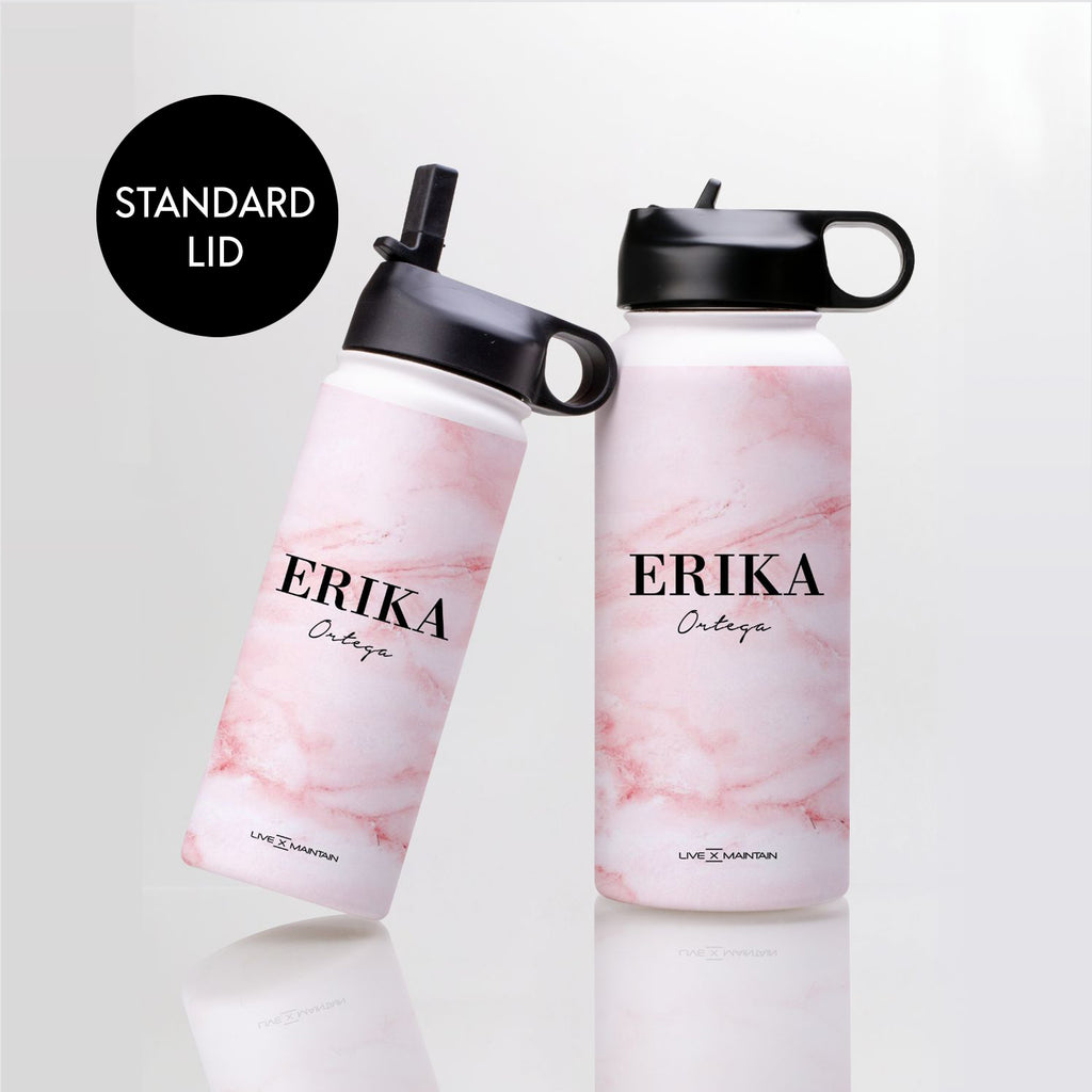 Personalised Cotton Candy Marble Name Stainless Steele Water Bottle