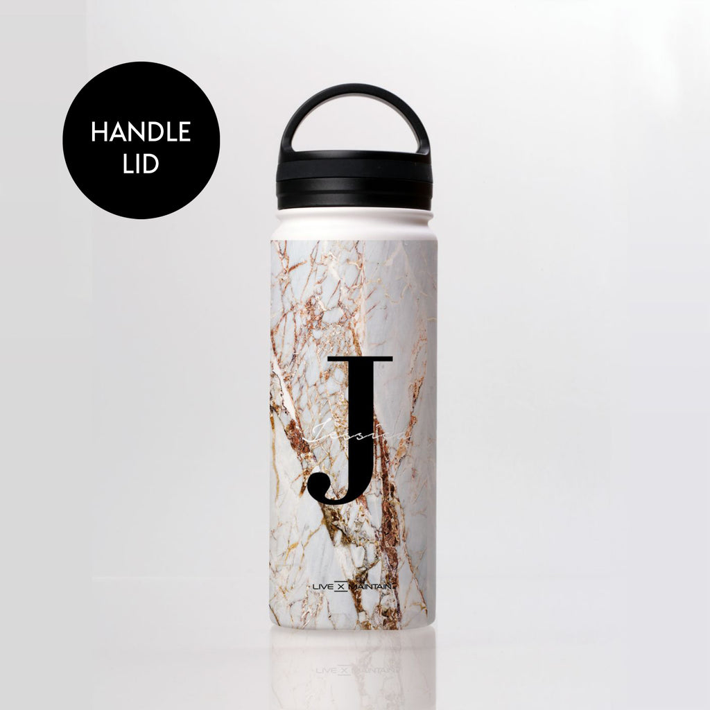 Personalised Cracked Marble Name Initial Stainless Steele Water Bottle