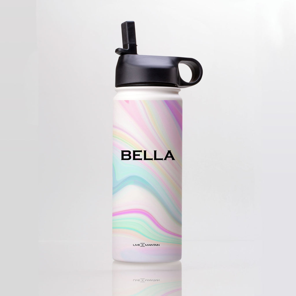 Personalised Pastel Swirl Name Stainless Steele Water Bottle