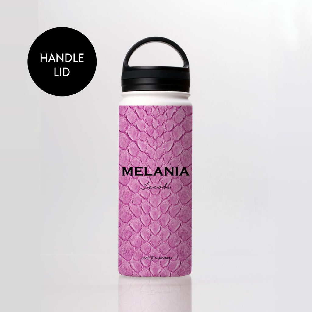Personalised Pink Snake Skin Name Stainless Steele Water Bottle