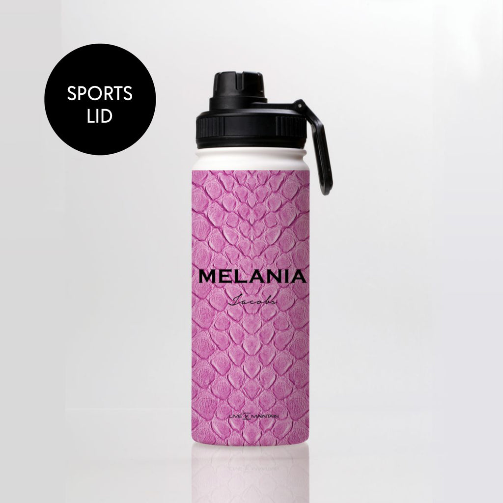 Personalised Pink Snake Skin Name Stainless Steele Water Bottle