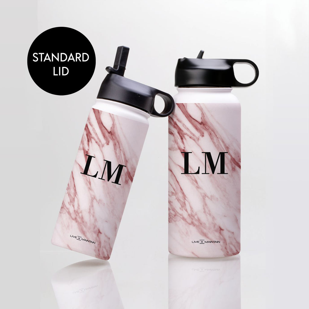 Personalised Rosa Marble Initials Stainless Steele Water Bottle