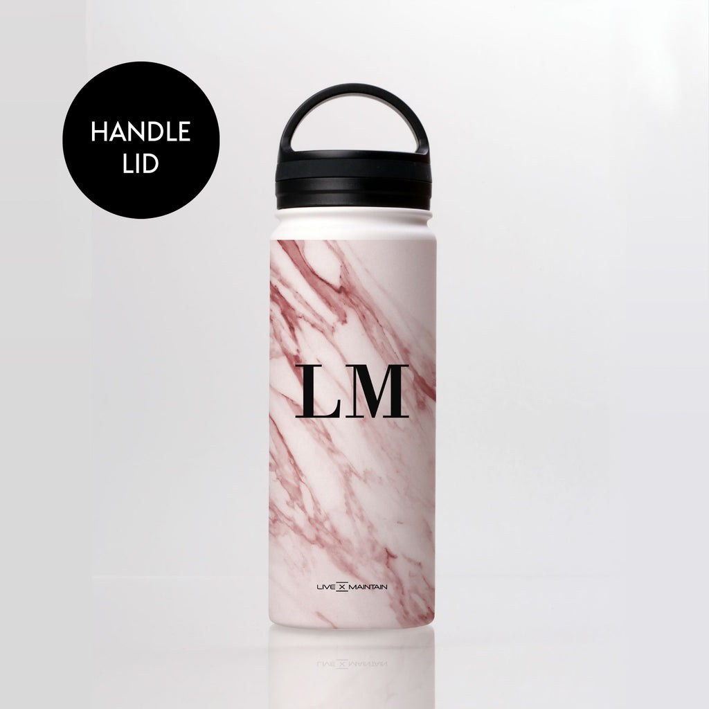 Personalised Rosa Marble Initials Stainless Steele Water Bottle