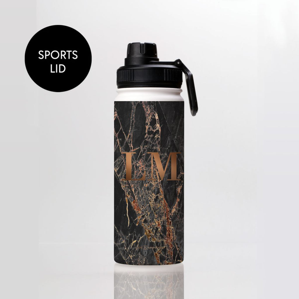 Personalised Slate Marble Bronze Initial Stainless Steele Water Bottle