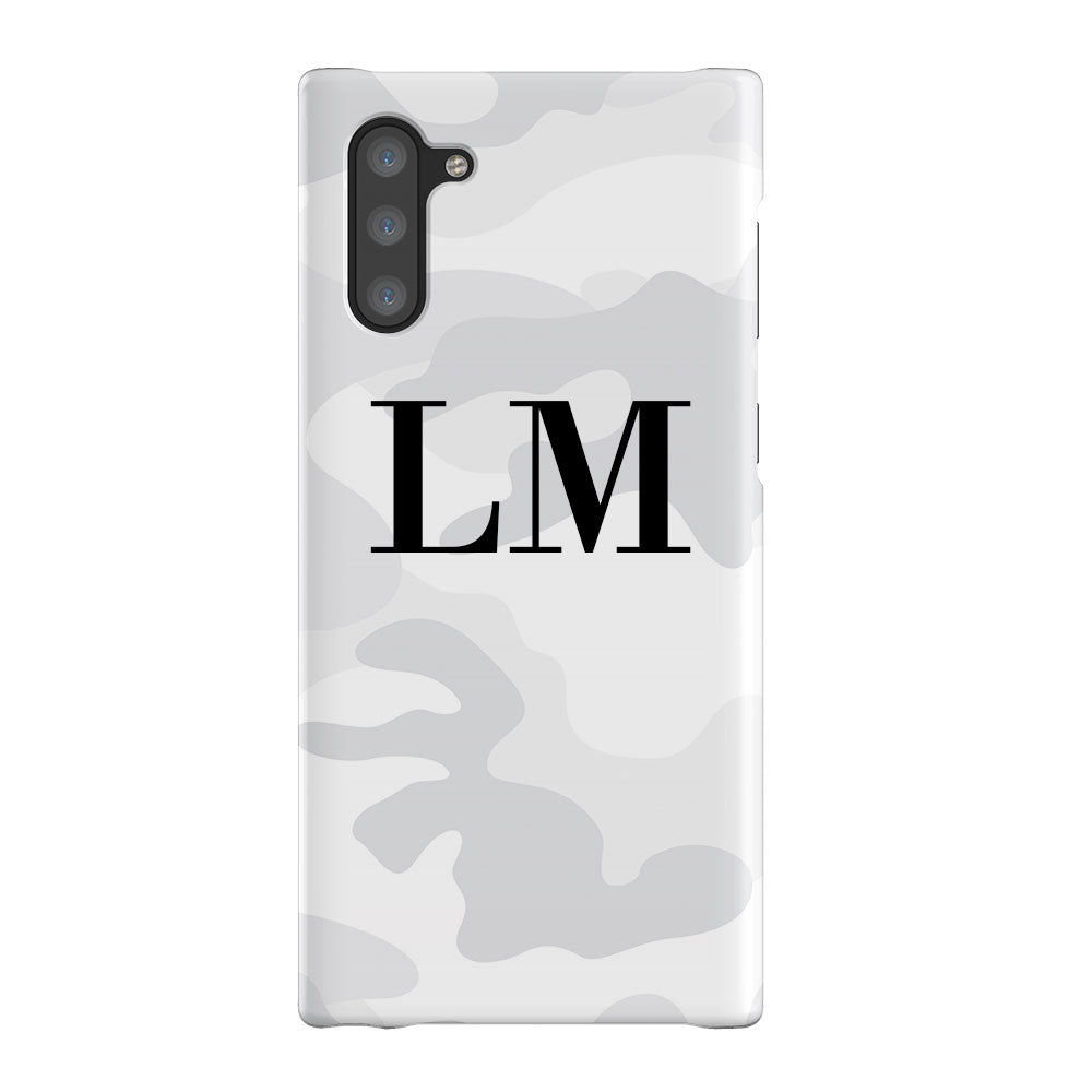 Personalised White Camouflage Initials Samsung Galaxy Note 10 Case