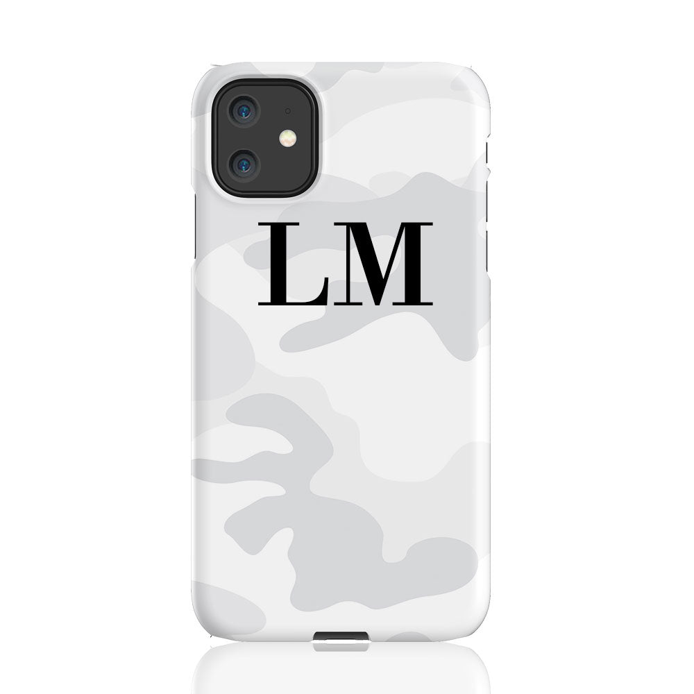 Personalised White Camouflage Initials iPhone 11 Case