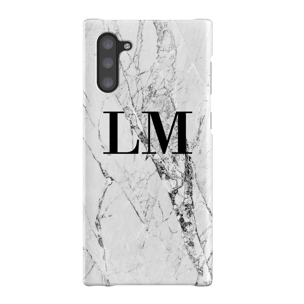 Personalised Cracked White Marble Initials Samsung Galaxy Note 10 Case