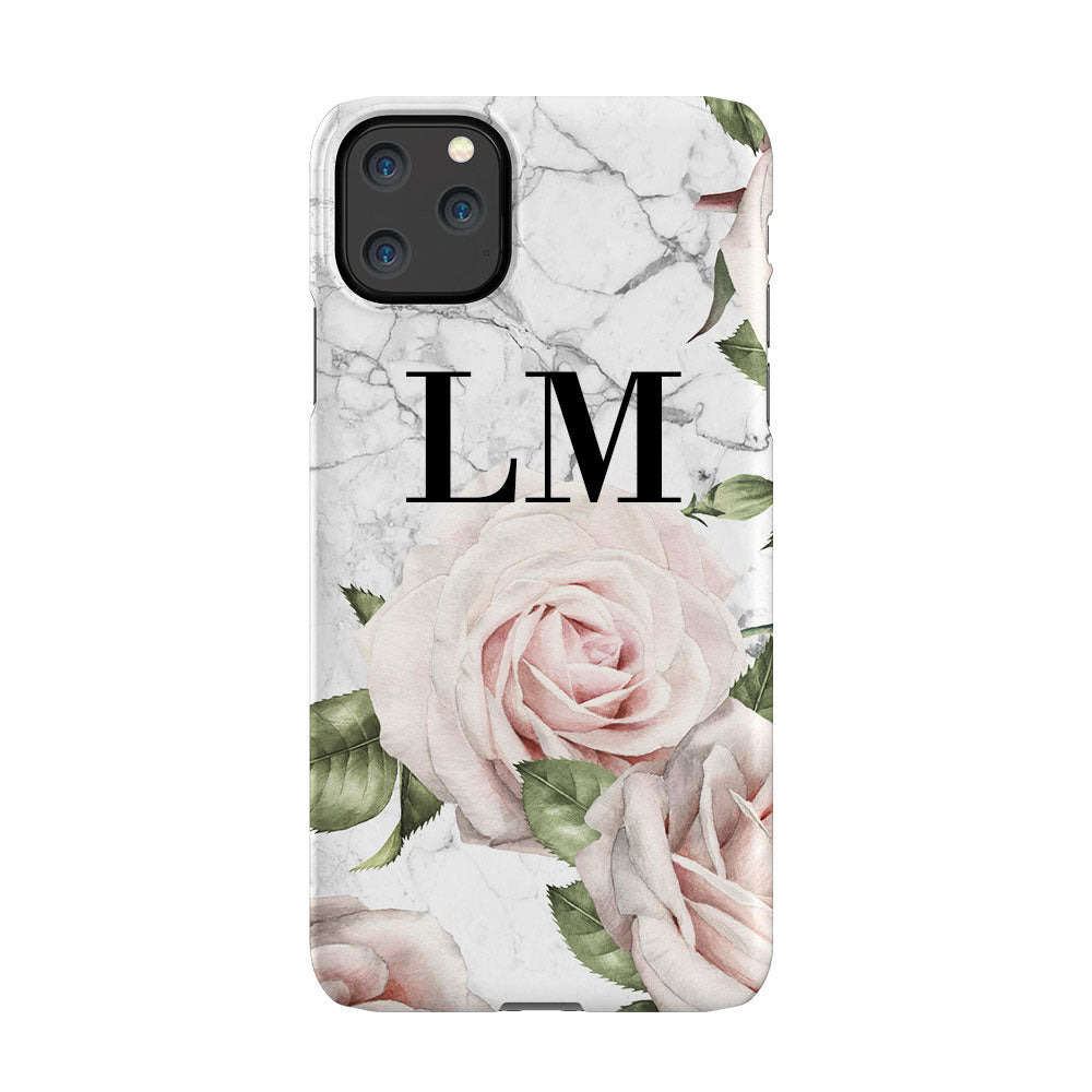 Personalised White Floral Marble Initials iPhone 11 Pro Max Case