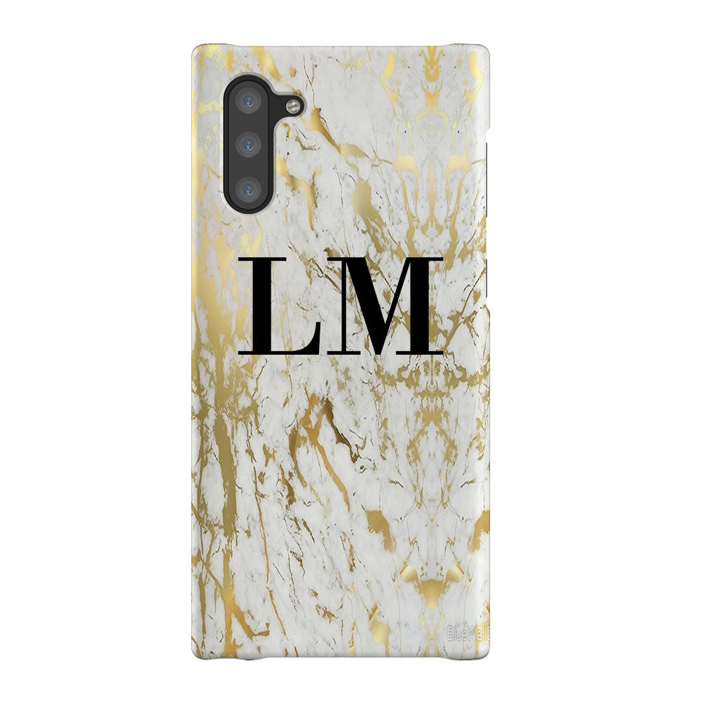 Personalised White x Gold Marble Initials Samsung Galaxy Note 10 Case