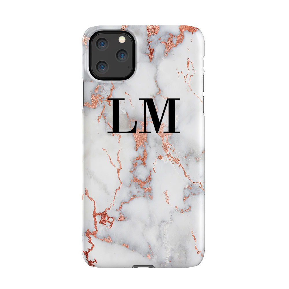 Personalised White x Rose Gold Marble Initials iPhone 11 Pro Max Case
